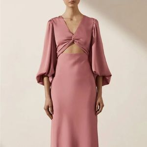 Shona Joy | Luxe Twist Front Balloon Sleeve Midi Dress